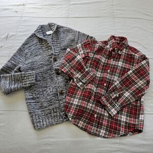 Ralph Lauren Plaid Button Down Holiday Shirt Wool Blend Grandpa Cardigan, 5